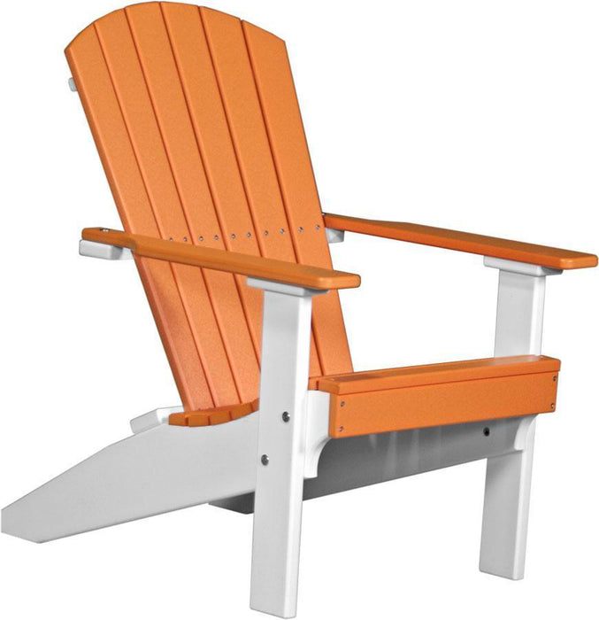 LuxCraft LuxCraft Recycled Plastic Lakeside Adirondack Chair Tangerine on White Adirondack Deck Chair LACTW