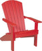 LuxCraft LuxCraft Recycled Plastic Lakeside Adirondack Chair With Cup Holder Red Adirondack Deck Chair LACR