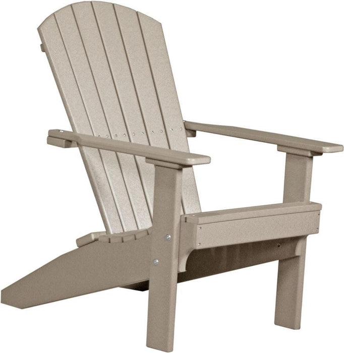LuxCraft LuxCraft Recycled Plastic Lakeside Adirondack Chair With Cup Holder Weatherwood Adirondack Deck Chair LACWW