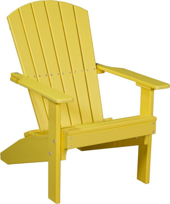 LuxCraft LuxCraft Recycled Plastic Lakeside Adirondack Chair With Cup Holder Yellow Adirondack Deck Chair LACY