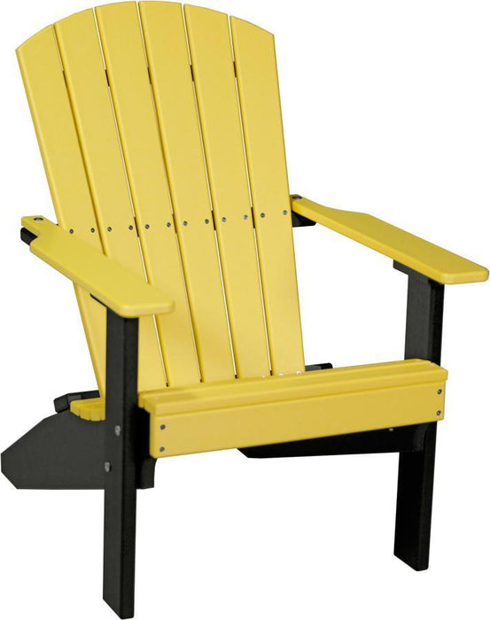 LuxCraft LuxCraft Recycled Plastic Lakeside Adirondack Chair With Cup Holder Yellow on Black Adirondack Deck Chair LACYB