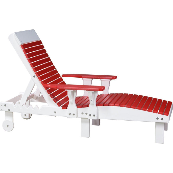 LuxCraft LuxCraft Recycled Plastic Lounge Chair With Cup Holder Red On White Adirondack Deck Chair PLCRW