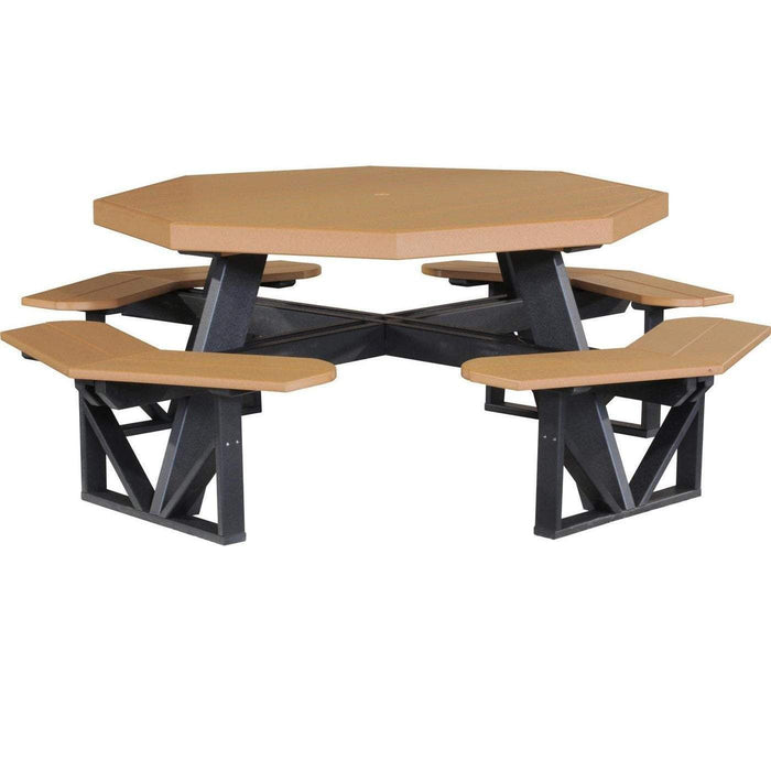 LuxCraft LuxCraft Recycled Plastic Octagon Picnic Table Cedar On Black Tables POPTCB