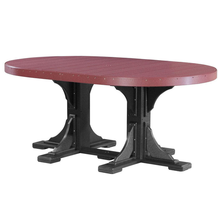 LuxCraft LuxCraft Recycled Plastic Oval Table With Cup Holder Cherrywood On Black / Bar Tables P46OTBCWB