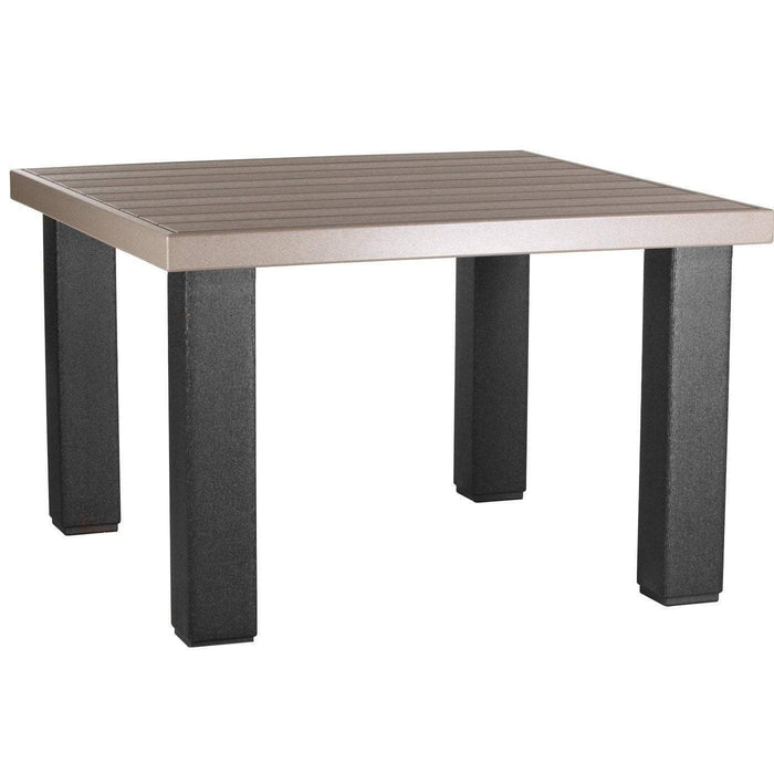 LuxCraft LuxCraft Recycled Plastic Square Contemporary Table Weatherwood On Black Tables P4SCTWWB
