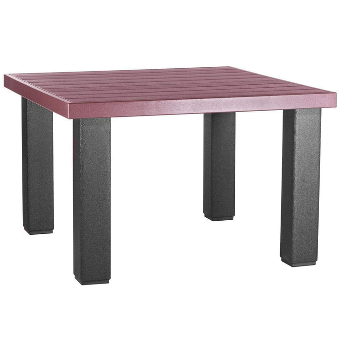 LuxCraft LuxCraft Recycled Plastic Square Contemporary Table With Cup Holder Cherrywood On Black Tables P4SCTCWB