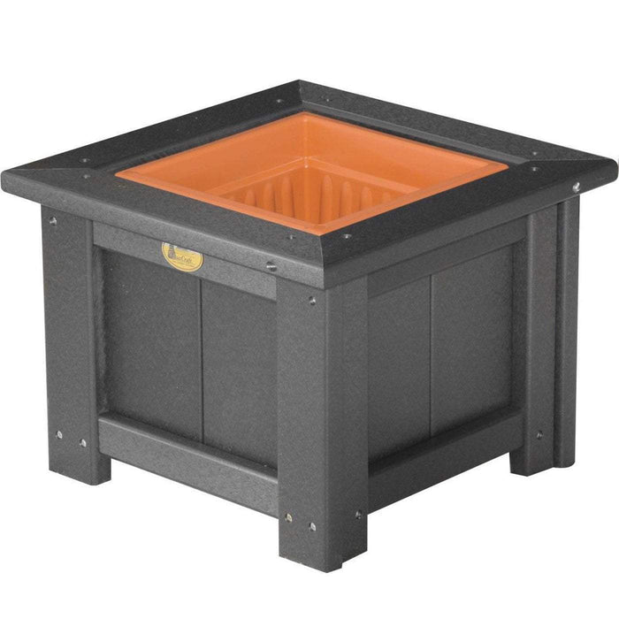 LuxCraft LuxCraft Recycled Plastic Square Planter With Cup Holder Black / 15" Planter Box P15SPBK