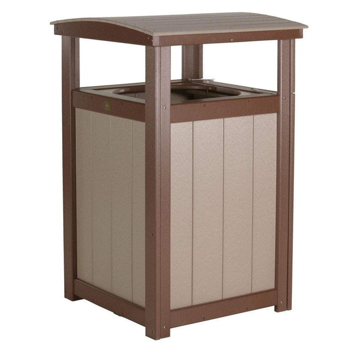 LuxCraft LuxCraft Recycled Plastic Trash Can Weather Wood On Chestnut Brown Accessories PTCWWCBR