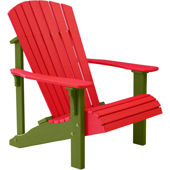 LuxCraft LuxCraft Red Deluxe Recycled Plastic Adirondack Chair Red on Lime Green Adirondack Deck Chair PDACRLG