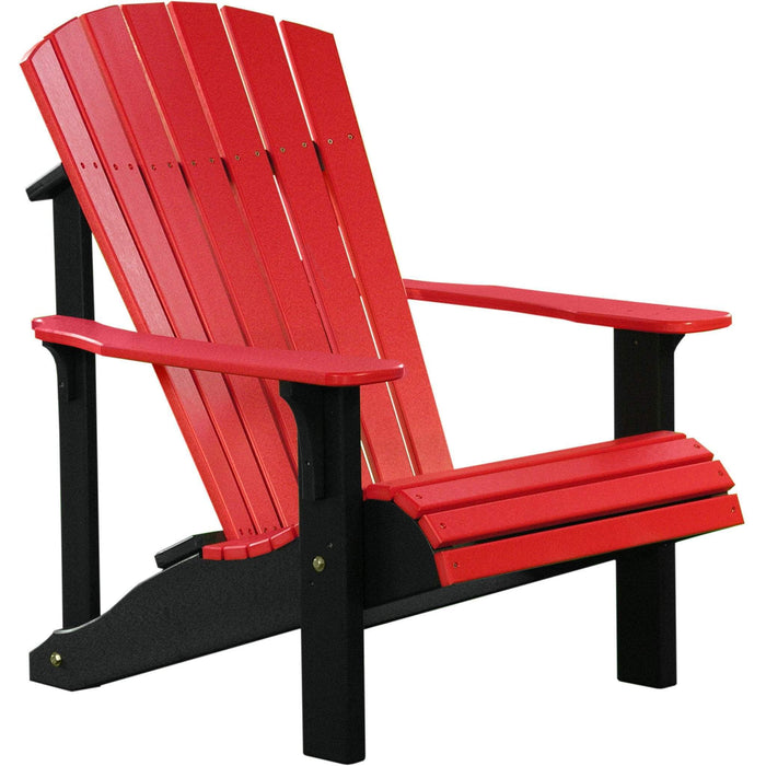 LuxCraft LuxCraft Red Deluxe Recycled Plastic Adirondack Chair With Cup Holder Red On Black Adirondack Deck Chair PDACCRB