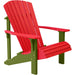 LuxCraft LuxCraft Red Deluxe Recycled Plastic Adirondack Chair With Cup Holder Red on Lime Green Adirondack Deck Chair
