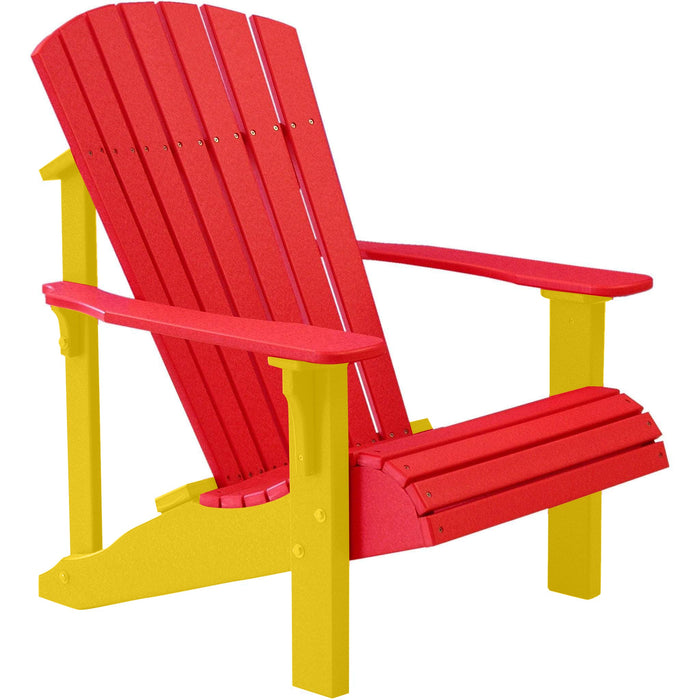 LuxCraft LuxCraft Red Deluxe Recycled Plastic Adirondack Chair With Cup Holder Red on Yellow Adirondack Deck Chair