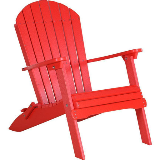 LuxCraft LuxCraft Red Folding Recycled Plastic Adirondack Chair Red Adirondack Deck Chair PFACR