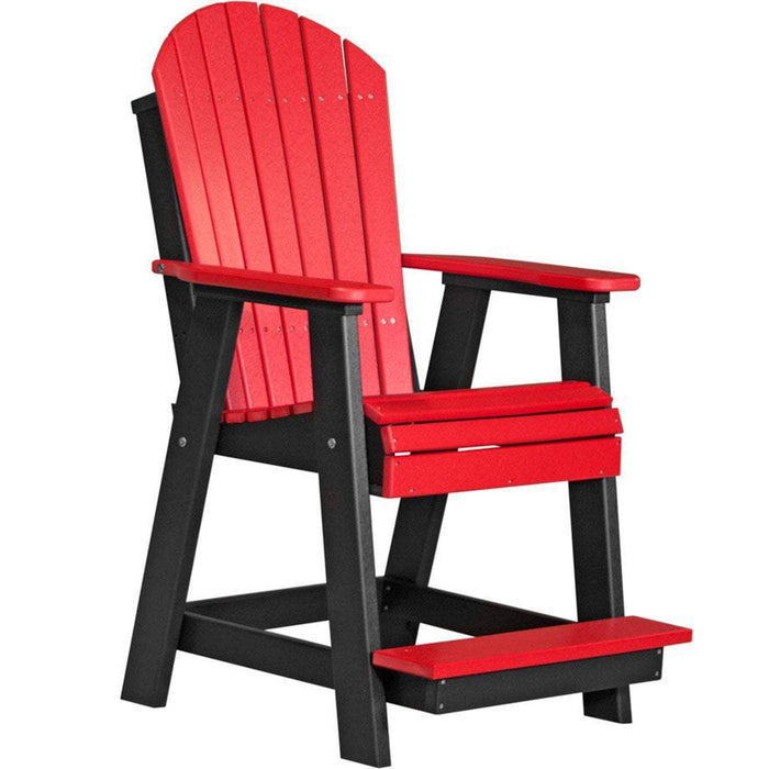 LuxCraft LuxCraft Red Recycled Plastic Adirondack Balcony Chair With Cup Holder Red On Black Adirondack Chair PABCRB