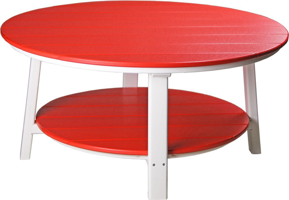 LuxCraft LuxCraft Red Recycled Plastic Deluxe Conversation Table With Cup Holder Red on White Conversation Table PDCTRW