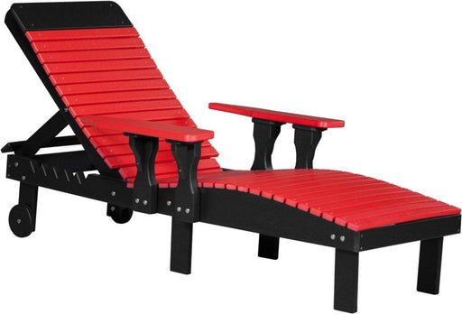 LuxCraft LuxCraft Red Recycled Plastic Lounge Chair Red On Black Adirondack Deck Chair PLCRB