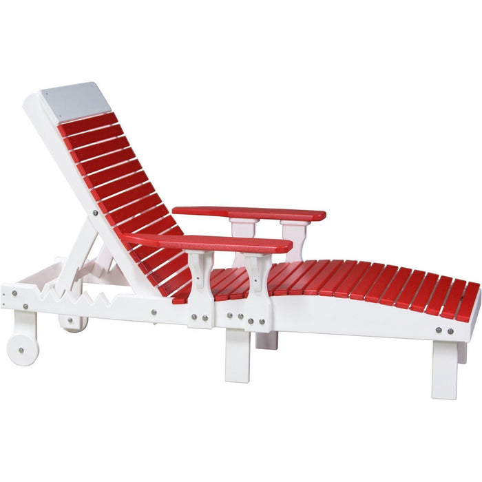 LuxCraft LuxCraft Red Recycled Plastic Lounge Chair Red On White Adirondack Deck Chair PLCRW