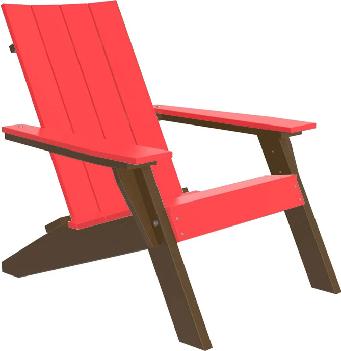 LuxCraft Luxcraft Red Urban Adirondack Chair Red on Chestnut Brown Adirondack Deck Chair