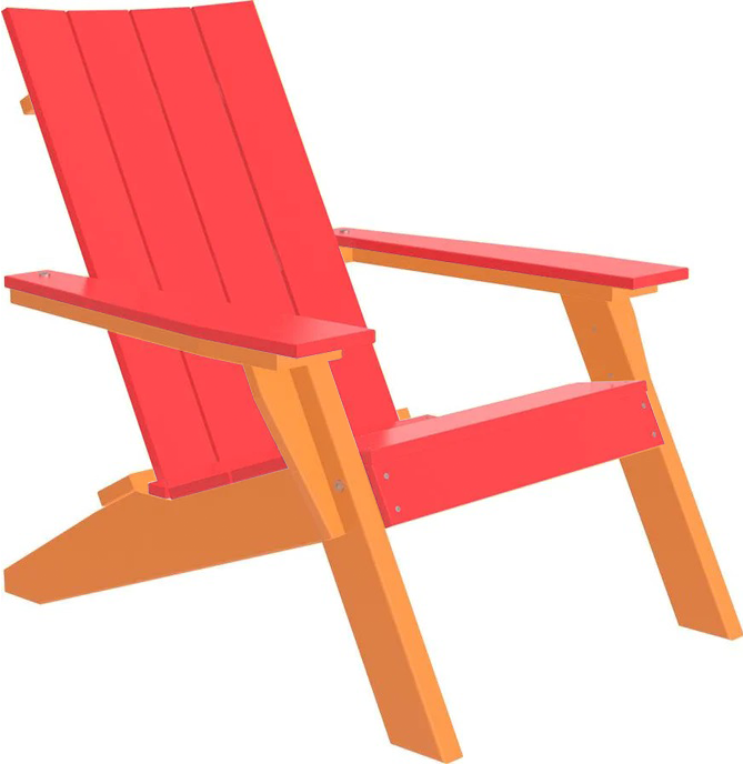 LuxCraft Luxcraft Red Urban Adirondack Chair With Cup Holder Red on Tangerine Adirondack Deck Chair UACRT
