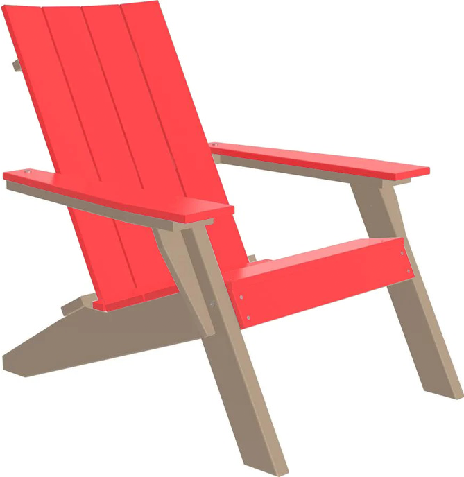 LuxCraft Luxcraft Red Urban Adirondack Chair With Cup Holder Red on Weatherwood Adirondack Deck Chair