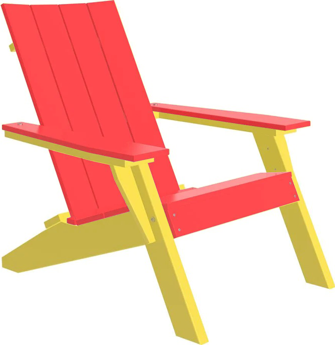 LuxCraft Luxcraft Red Urban Adirondack Chair With Cup Holder Red on Yellow Adirondack Deck Chair