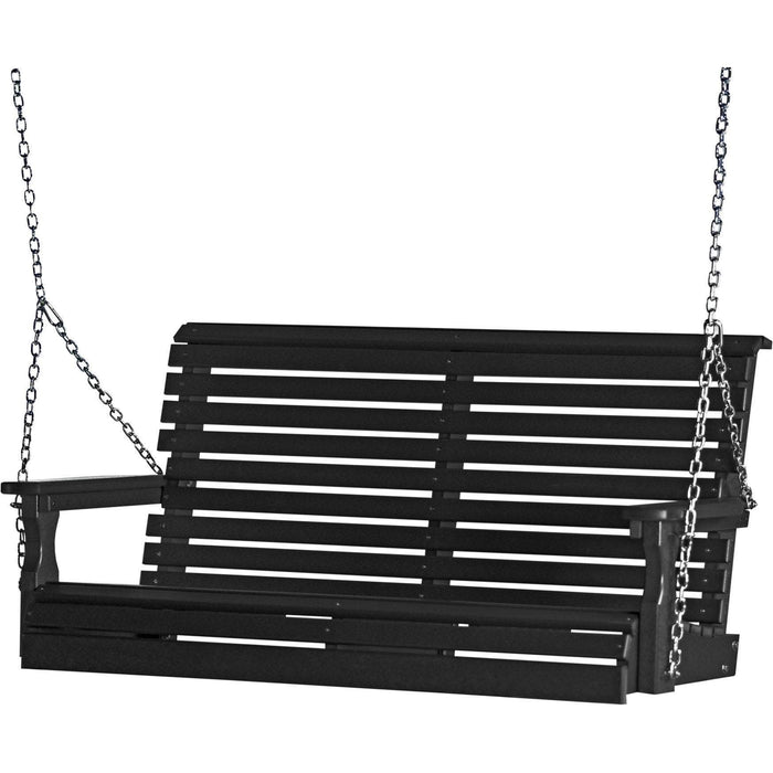 LuxCraft LuxCraft Rollback 4ft. Recycled Plastic Porch Swing Black Porch Swing 4PPSBK