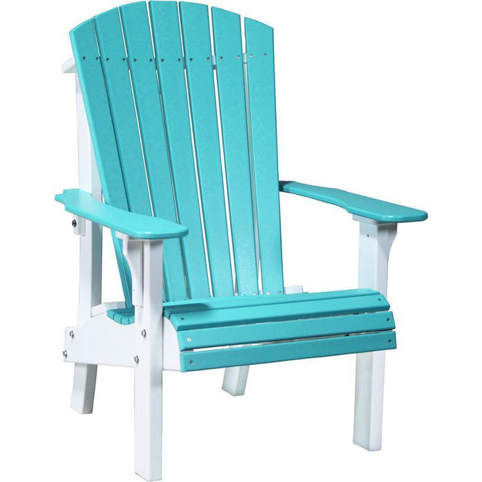 LuxCraft LuxCraft Royal Recycled Plastic Adirondack Chair Aruba Blue On White Adirondack Deck Chair RACABW
