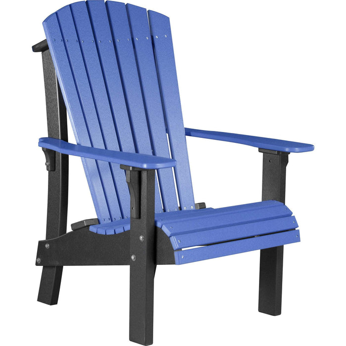 LuxCraft LuxCraft Royal Recycled Plastic Adirondack Chair Blue On Black Adirondack Deck Chair RACBB