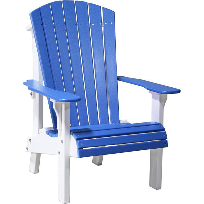 LuxCraft LuxCraft Royal Recycled Plastic Adirondack Chair Blue On White Adirondack Deck Chair RACBW