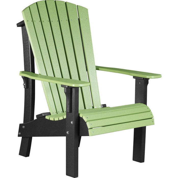 LuxCraft LuxCraft Royal Recycled Plastic Adirondack Chair Lime Green On Black Adirondack Deck Chair RACLGB