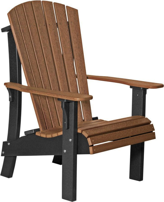 LuxCraft LuxCraft Royal Recycled Plastic Adirondack Chair With Cup Holder Antique Mahogany on Black Adirondack Deck Chair RACAMB