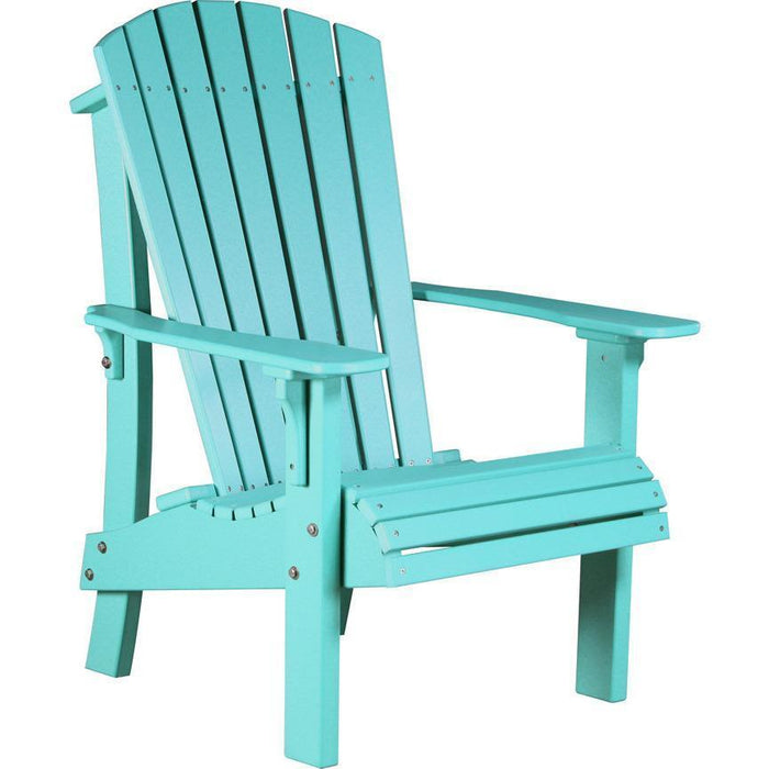 LuxCraft LuxCraft Royal Recycled Plastic Adirondack Chair With Cup Holder Aruba Blue Adirondack Deck Chair RACAB