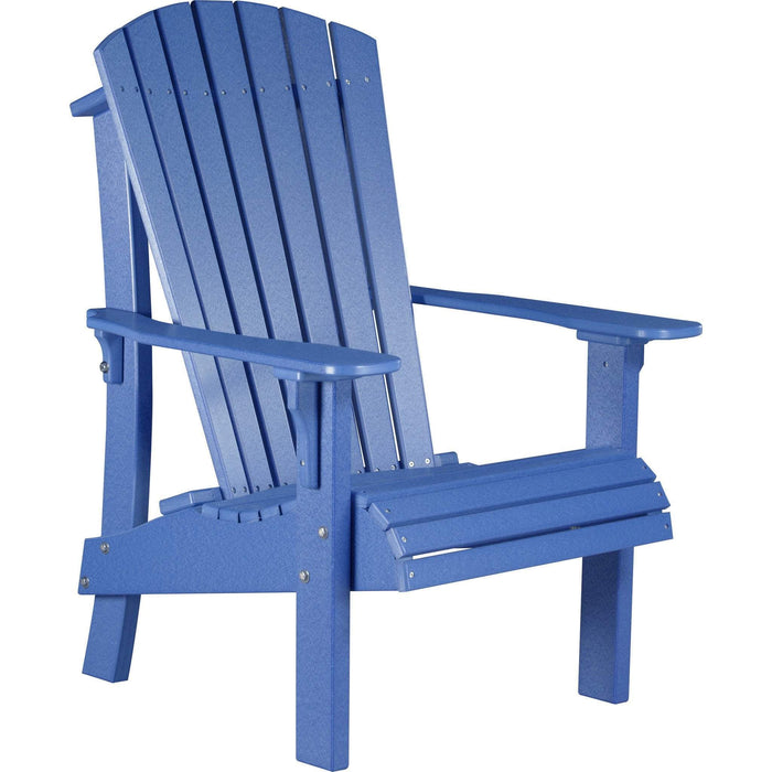 LuxCraft LuxCraft Royal Recycled Plastic Adirondack Chair With Cup Holder Blue Adirondack Deck Chair RACB