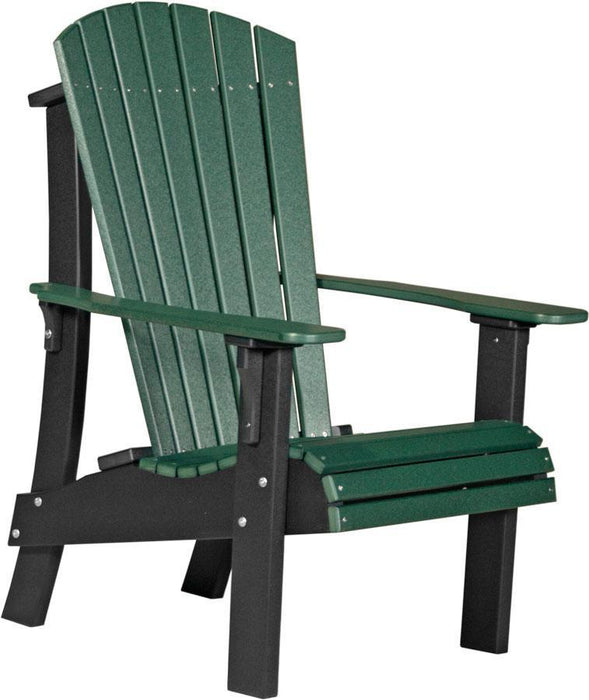 LuxCraft LuxCraft Royal Recycled Plastic Adirondack Chair With Cup Holder Green on Black Adirondack Deck Chair RACGB
