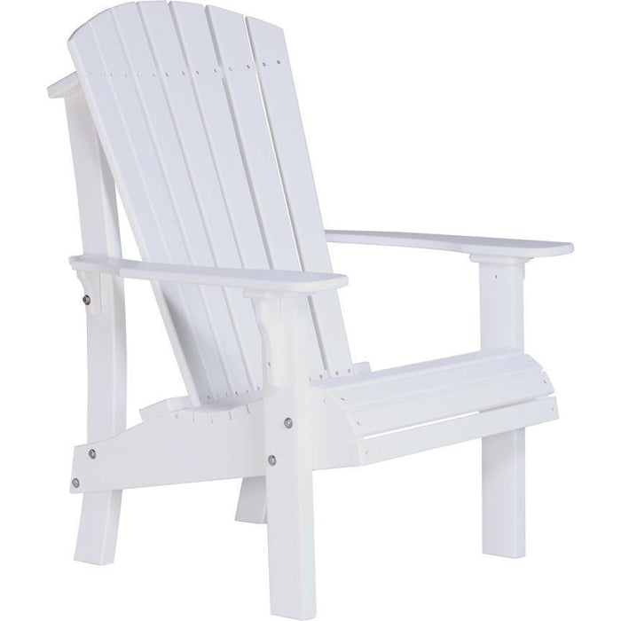 LuxCraft LuxCraft Royal Recycled Plastic Adirondack Chair With Cup Holder White Adirondack Deck Chair RACW