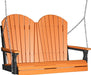 LuxCraft LuxCraft Tangerine Adirondack 4ft. Recycled Plastic Porch Swing With Cup Holder Tangerine on Black / Adirondack Porch Swing Porch Swing 4APSTB
