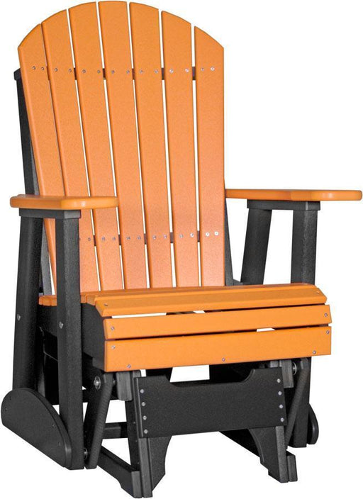 LuxCraft LuxCraft Tangerine Adirondack Recycled Plastic 2 Foot Glider Chair Tangerine on Black Glider Chair 2APGTB