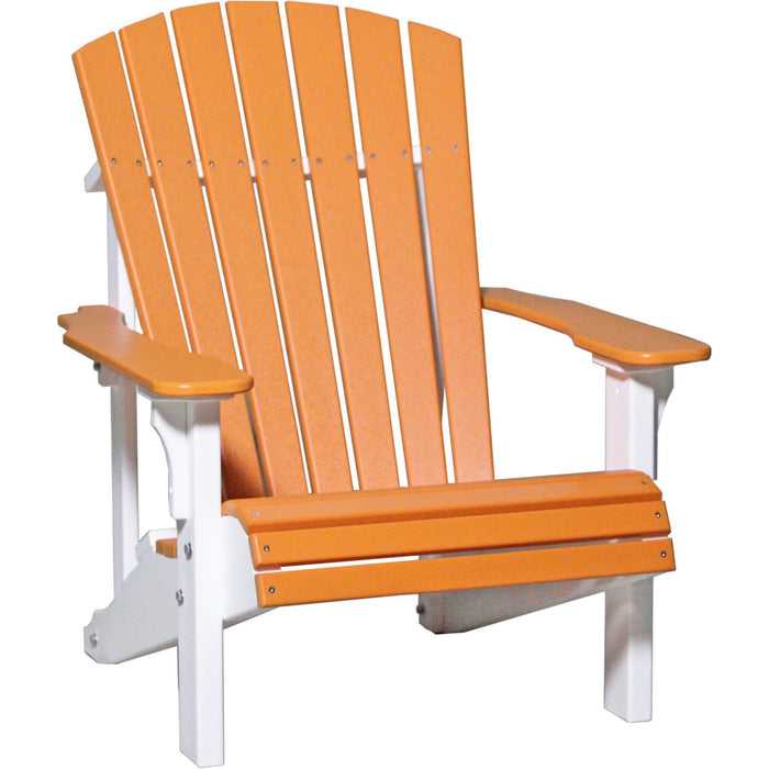 LuxCraft LuxCraft Tangerine Deluxe Recycled Plastic Adirondack Chair Tangerine On White Adirondack Deck Chair PDACTW