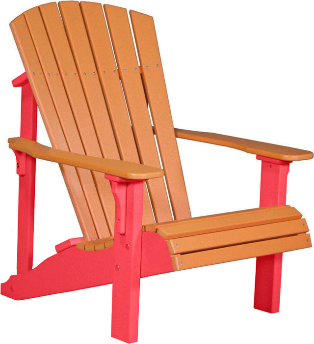 LuxCraft LuxCraft Tangerine Deluxe Recycled Plastic Adirondack Chair With Cup Holder Tangerine on Red Adirondack Deck Chair