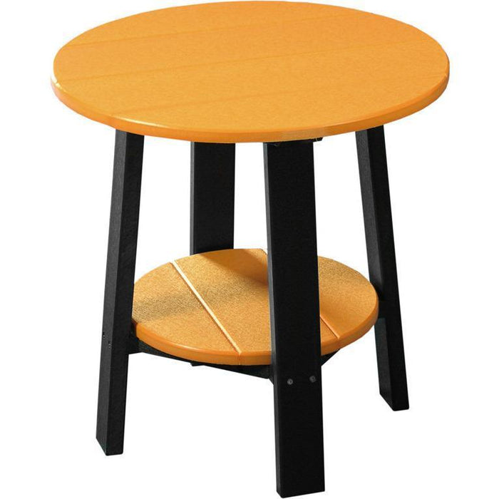 LuxCraft LuxCraft Tangerine Recycled Plastic Deluxe End Table With Cup Holder Tangerine On Black End Table PDETTB