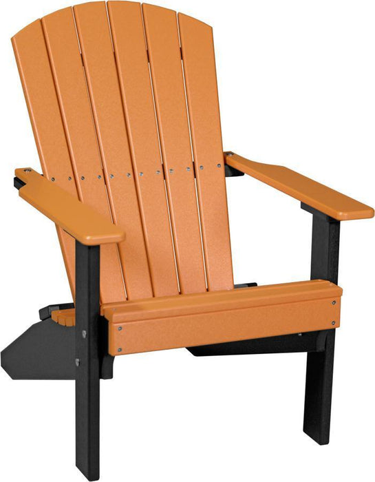 LuxCraft LuxCraft Tangerine Recycled Plastic Lakeside Adirondack Chair With Cup Holder Tangerine on Black Adirondack Deck Chair LACTB
