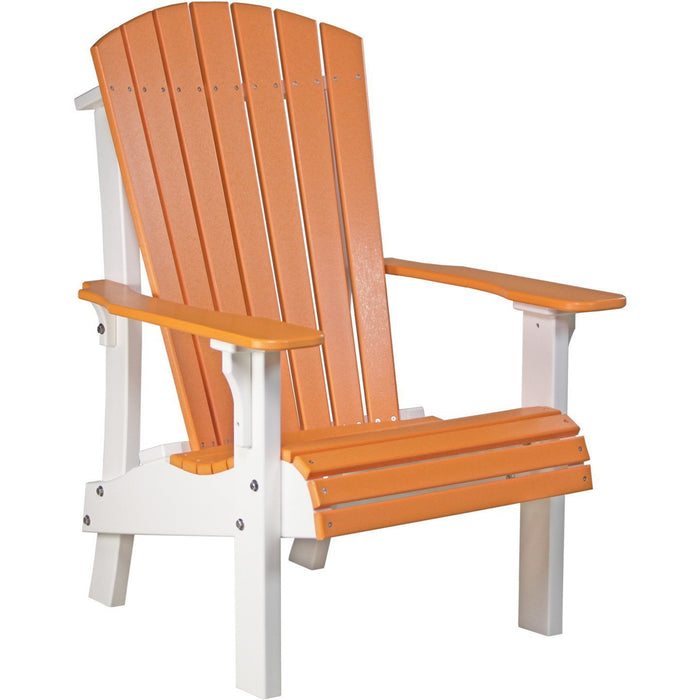 LuxCraft LuxCraft Tangerine Royal Recycled Plastic Adirondack Chair With Cup Holder Tangerine On White Adirondack Deck Chair RACTW