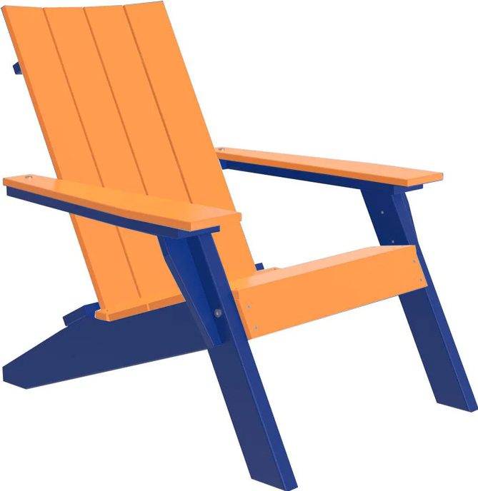 LuxCraft Luxcraft Tangerine Urban Adirondack Chair Tangerine on Blue Adirondack Deck Chair UACTBL