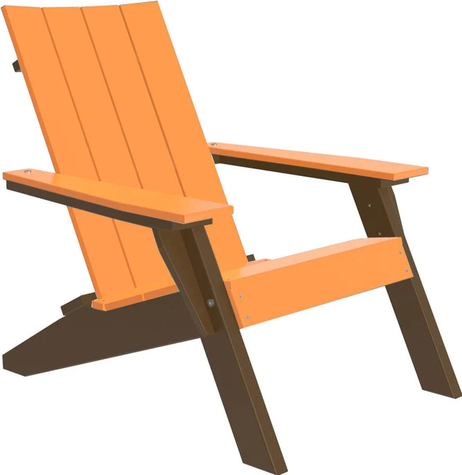 LuxCraft Luxcraft Tangerine Urban Adirondack Chair Tangerine on Chestnut Brown Adirondack Deck Chair UACTCB
