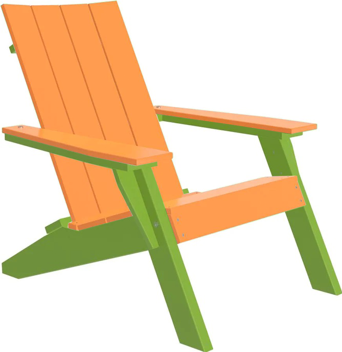LuxCraft Luxcraft Tangerine Urban Adirondack Chair With Cup Holder Tangerine on Lime Green Adirondack Deck Chair UACTLM-CH