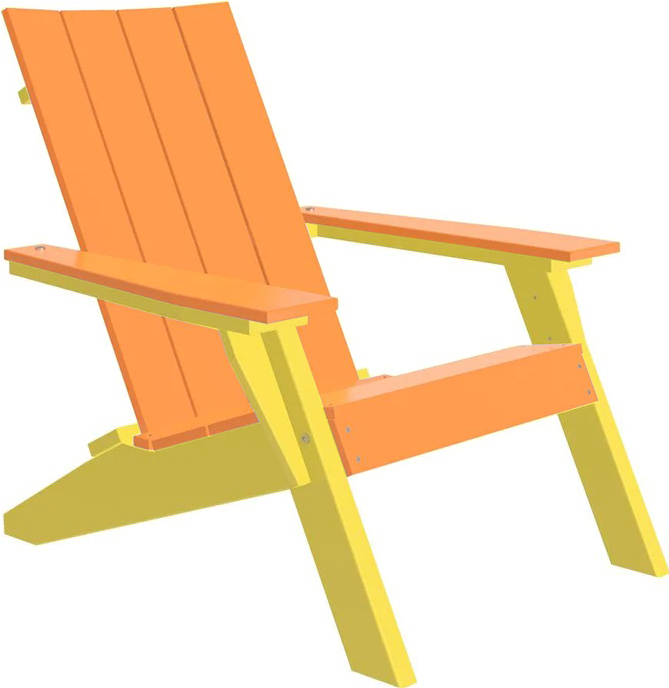 LuxCraft Luxcraft Tangerine Urban Adirondack Chair With Cup Holder Tangerine on Yellow Adirondack Deck Chair UACTY-CH