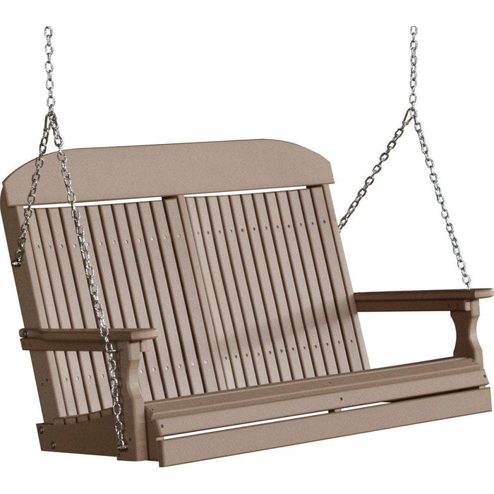 LuxCraft LuxCraft Weatherwood Classic Highback 4ft. Recycled Plastic Porch Swing Weatherwood Porch Swing 4CPSWW