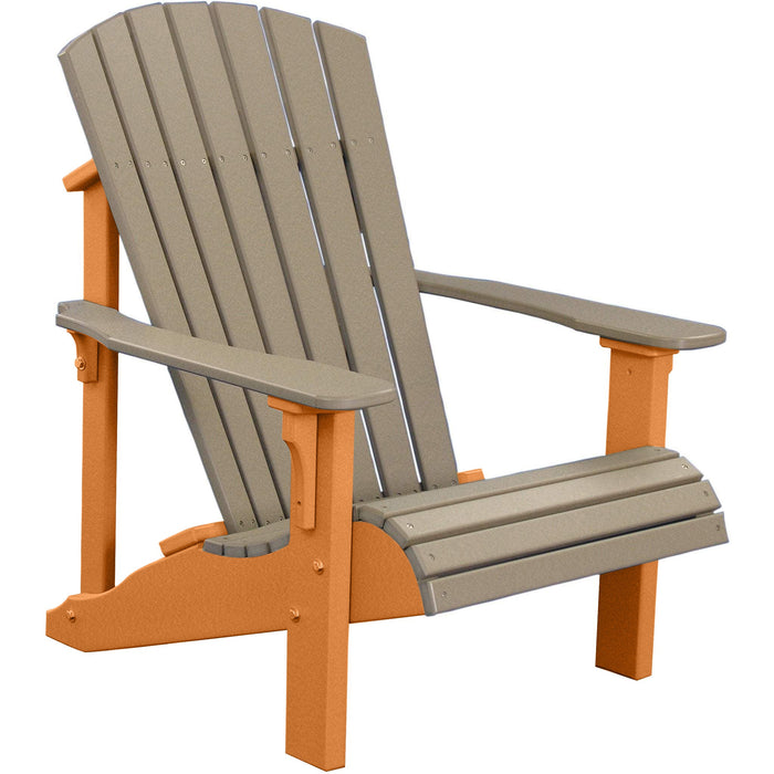 LuxCraft LuxCraft Weatherwood Deluxe Recycled Plastic Adirondack Chair Weatherwood on Tangerine Adirondack Deck Chair
