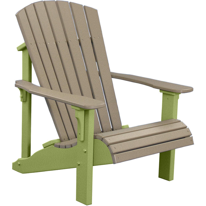 LuxCraft LuxCraft Weatherwood Deluxe Recycled Plastic Adirondack Chair With Cup Holder Adirondack Deck Chair