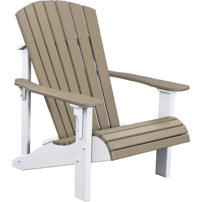 LuxCraft LuxCraft Weatherwood Deluxe Recycled Plastic Adirondack Chair With Cup Holder Adirondack Deck Chair